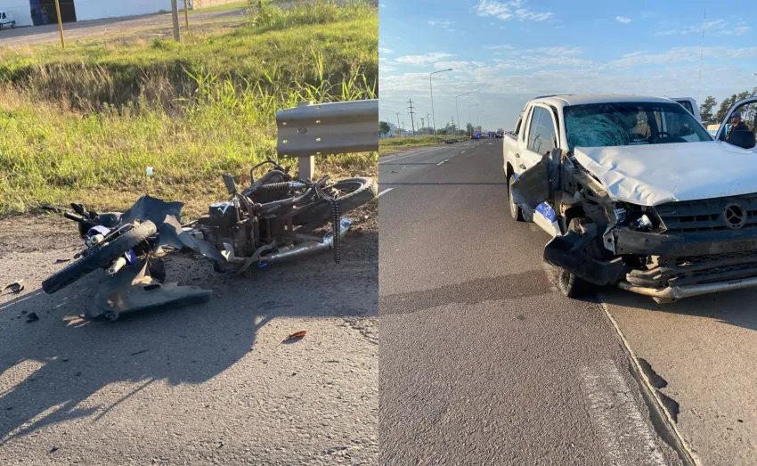 Gravísimo accidente entre una camioneta y una moto en la Ruta 16 se cobra la vida de dos personas
