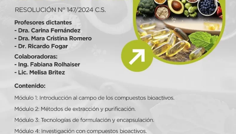 Abren inscripciones para el curso de Posgrado «Compuestos bioactivos para el desarrollo de alimentos funcionales»